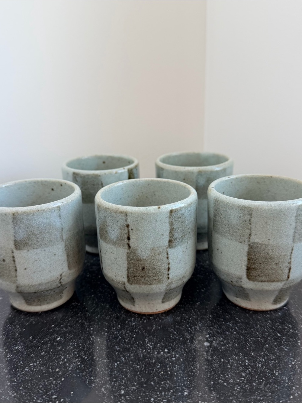 Japanese Vinatge Handcrafted glazed clay Tea Cups  Set of 5